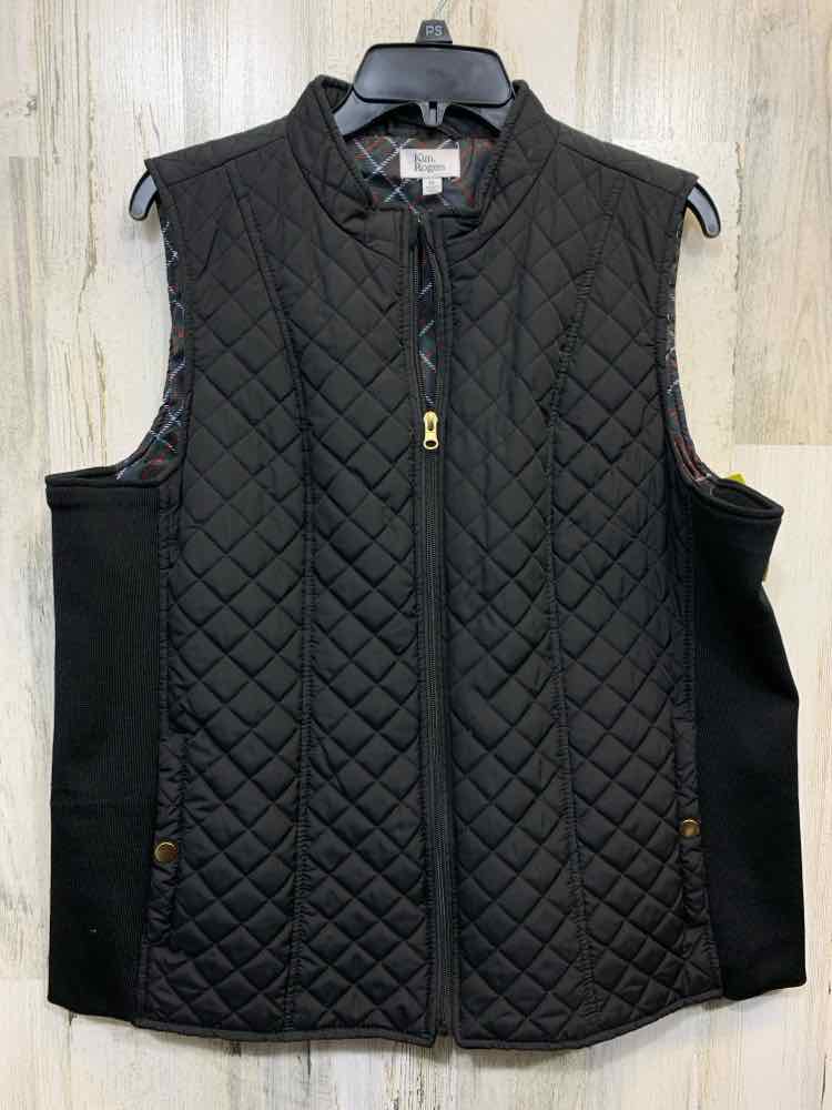 PRE-OWNED KIM ROGERS JACKETS / COATS Size XL BLACK QUILTED Vest/ZIP UP /STRETCH