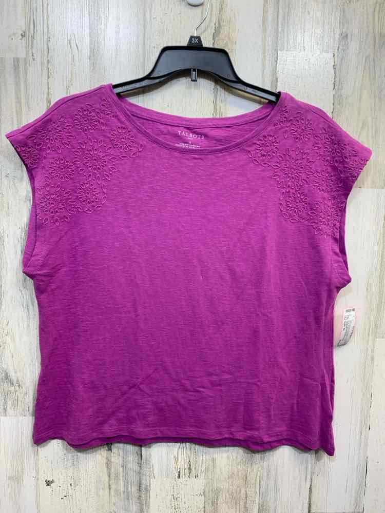 PRE-OWNED TALBOTS PLUS SIZES Size 1X Purple Floral SHORT SLEEVES Shirt/PURPLE SH