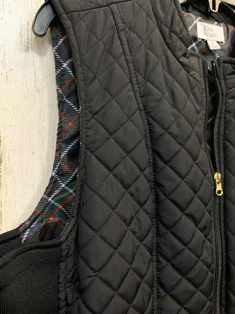 PRE-OWNED KIM ROGERS JACKETS / COATS Size XL BLACK QUILTED Vest/ZIP UP /STRETCH