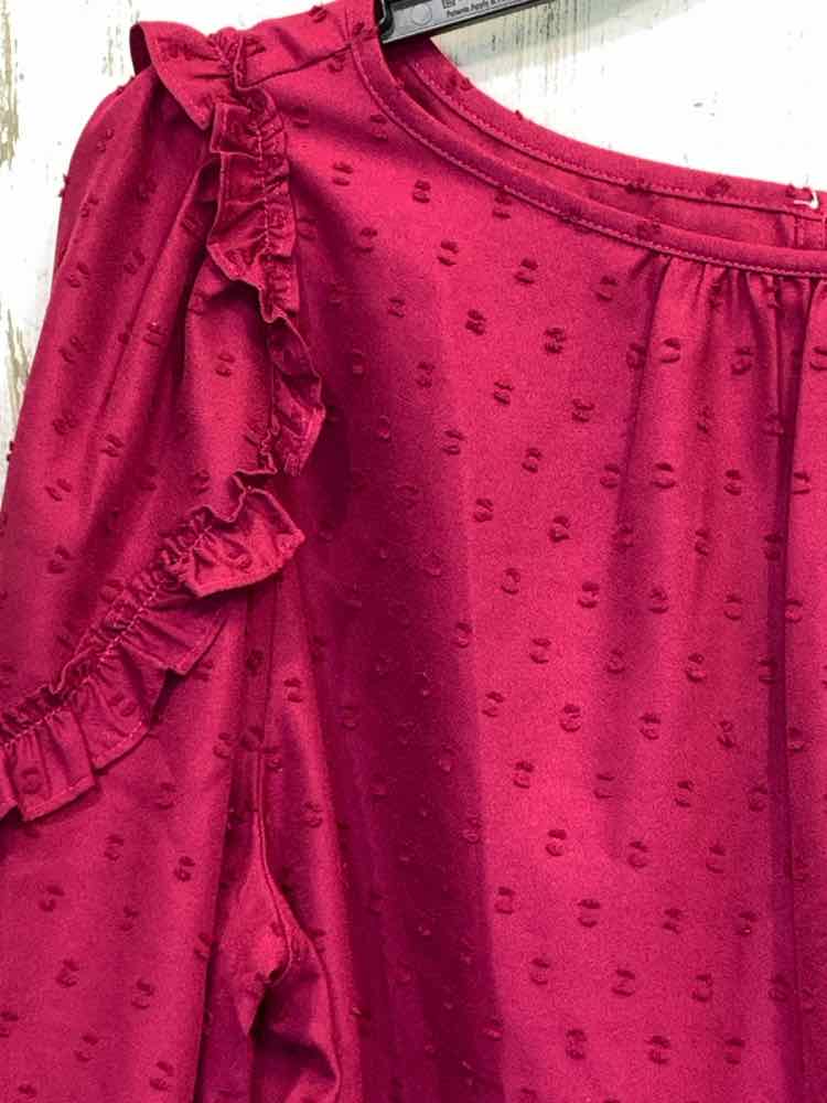 PRE-OWNED LOFT Size L Tops WINE SWISS DOT LONG SLEEVE Blouse