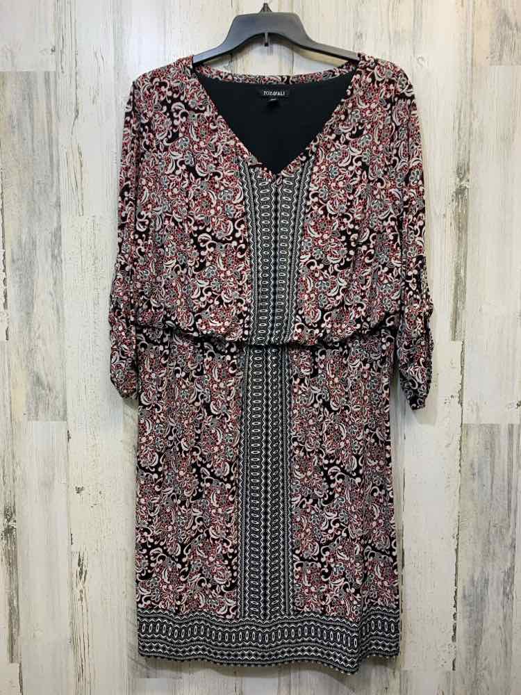 PRE-OWNED ROZ&ALI Dresses and Skirts Size 2X RED/WHITE/BLK BLOUSON Dress/LONG SL