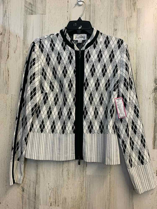 PRE-OWNED JOSEPH RIBKOFF JACKETS / COATS Size 10 BLACK/WHITE DIAMONDS JACKET TOP