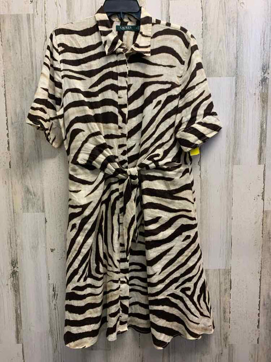 PRE-OWNED Ralph Lauren Dresses and Skirts Size 10 CREAM/BROWN ZEBRA WRAP Dress/C