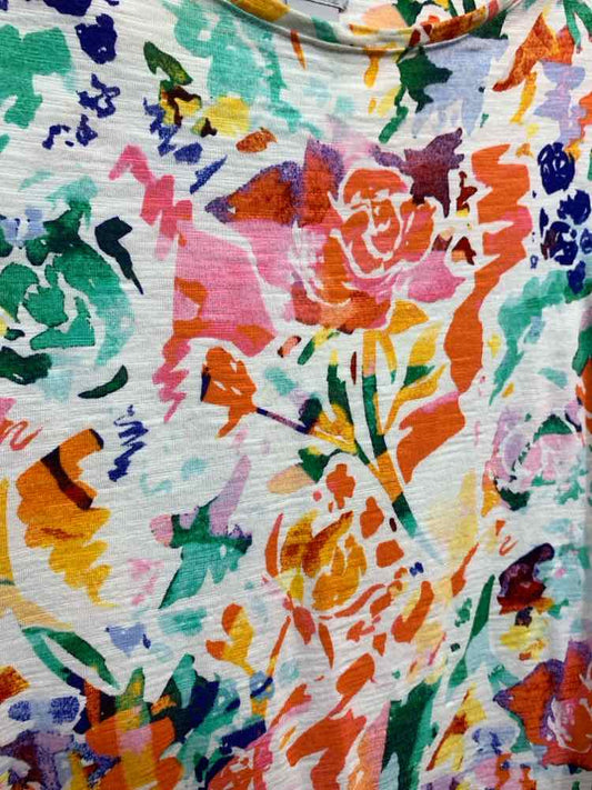 PRE-OWNED CHICO'S/TEXTURED KNIT COLORFUL FLORAL TEE
