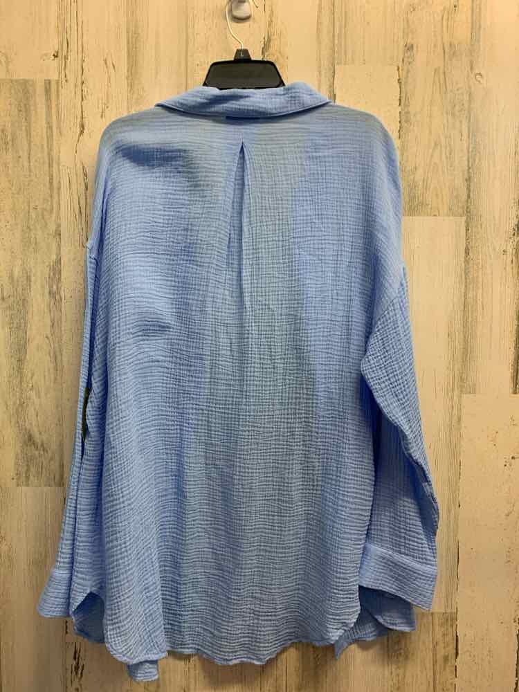 NWT SHADE & SHORE Tops Size M Blue Solid BUTTON UP Shirt/BLUE LONG SLEEVE BUTTON