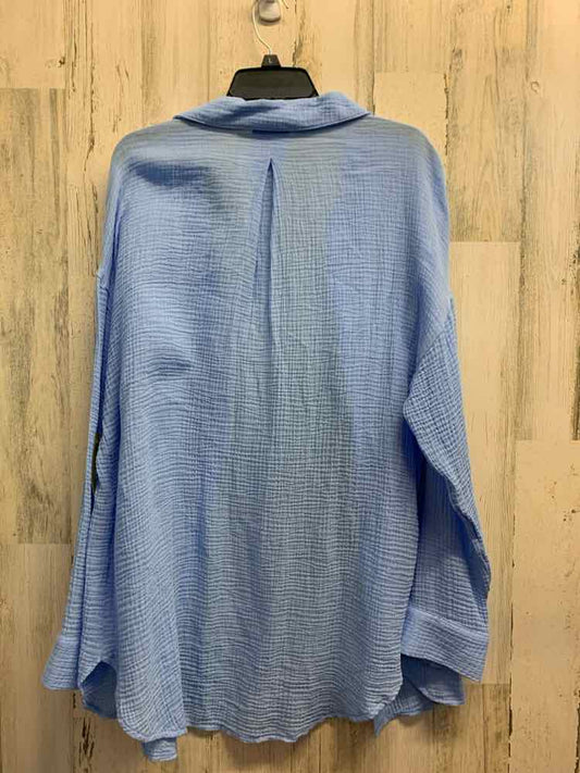NWT SHADE & SHORE Tops Size M Blue Solid BUTTON UP Shirt/BLUE LONG SLEEVE BUTTON