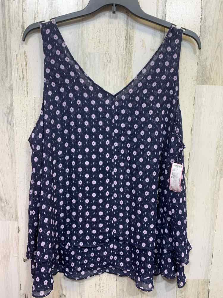 PRE-OWNED LANE BRYANT Tops Size 22 NAVY/LAV ABSTRACT TANK TOP Tank Top/ABSTRACT