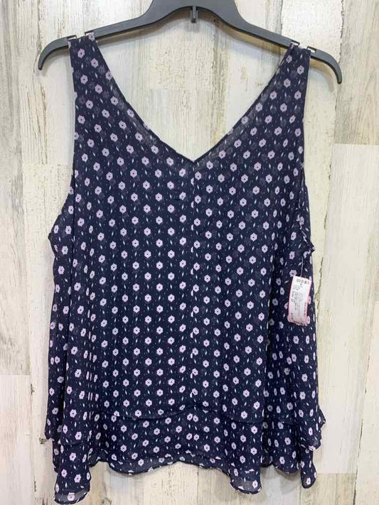 PRE-OWNED LANE BRYANT Tops Size 22 NAVY/LAV ABSTRACT TANK TOP Tank Top/ABSTRACT