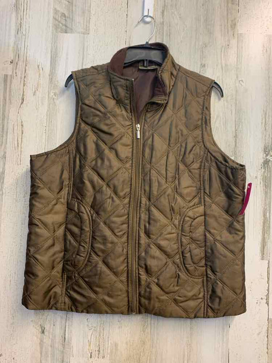 PRE-OWNED JANE ASHLEY Tops Size XL Olive QUILT VEST Vest/OLIVE QUILTED PATTERN V