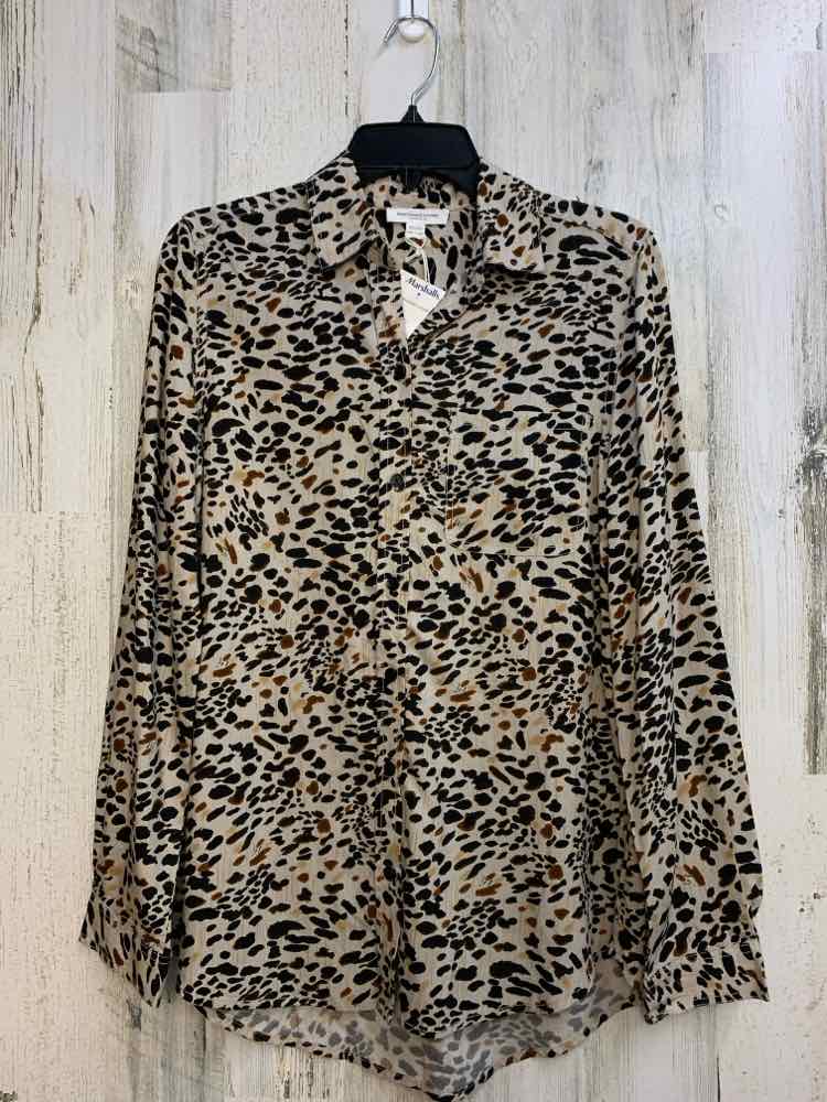 NWT BEACHLUNCHLOUNGE Tops Size XL Brown Animal Print LONG SLEEVES TOP/BUTTON UP