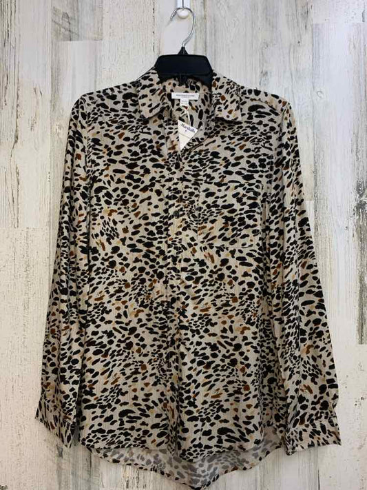 NWT BEACHLUNCHLOUNGE Tops Size XL Brown Animal Print LONG SLEEVES TOP/BUTTON UP