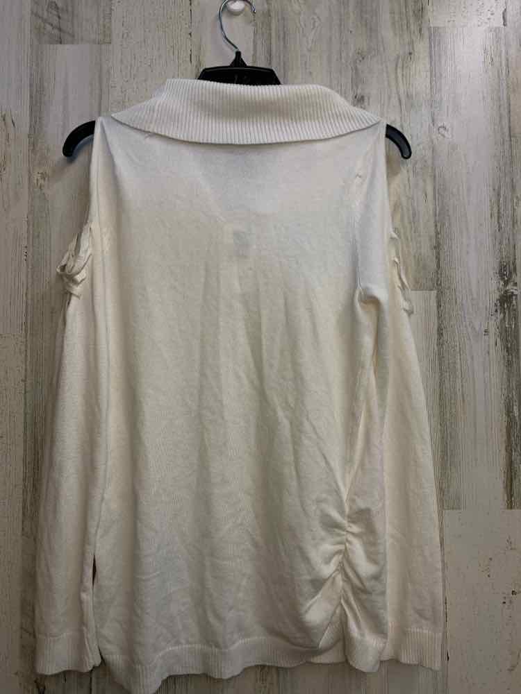 NWT HOOKED UP Tops Size M White LONG SLEEVES TOP/COWL NECK/PEEKABOO SHOULDERS