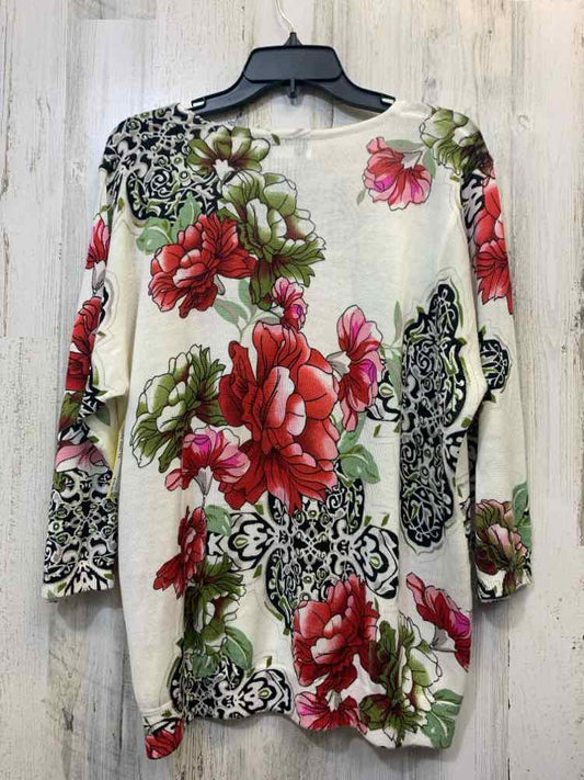 PRE-OWNED CD DANIELS PLUS SIZES Size 1X CREAM/RED/GREEN/BLACK FLOWERS TOP/LONG S