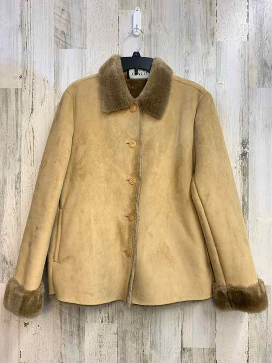 PRE-OWNED COACO JACKETS / COATS Size M Tan LONG SLEEVES Jacket/FAUX FUR LINED