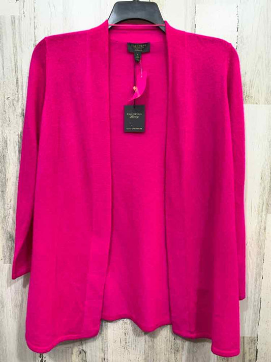 NWT CHARTER CLUB Size M Tops HOT PINK Cashmere LONG SLEEVE DRAPE Cardigan