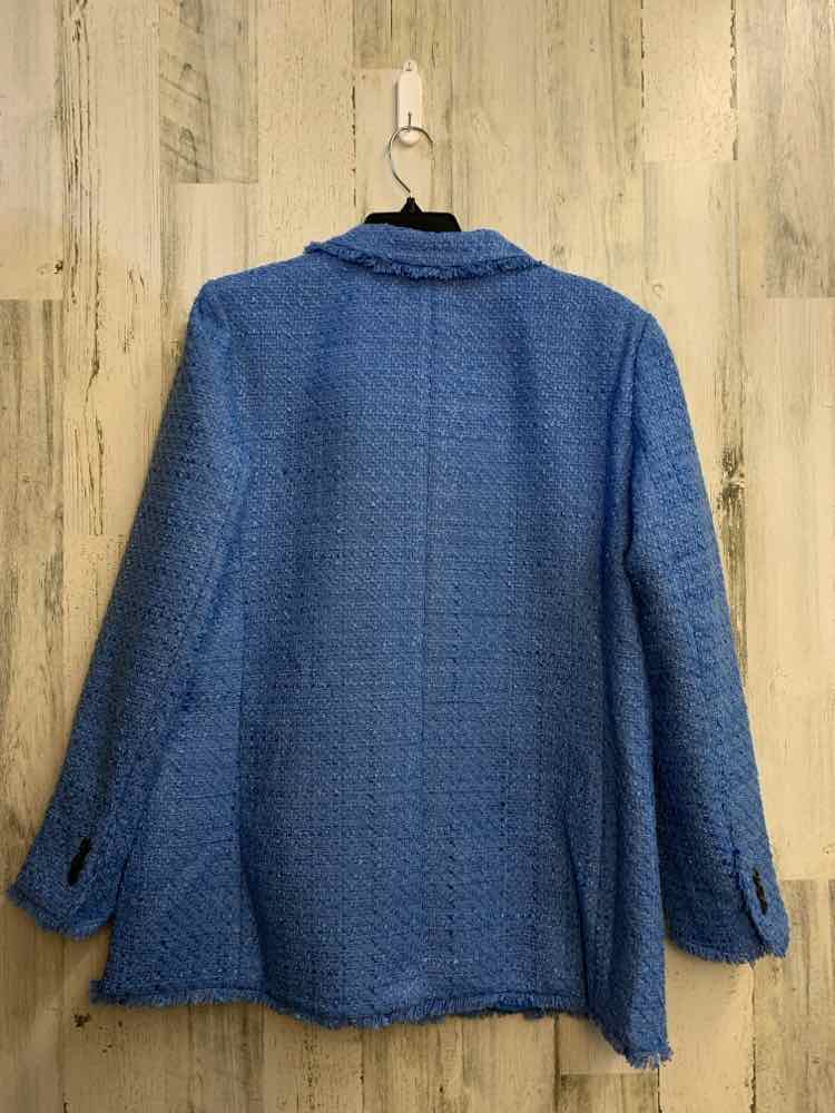 NWT ANN TAYLOR Tops Size 16 LIGHT BLU LONG SLEEVES TOP/FRINGE HEM BLAZER