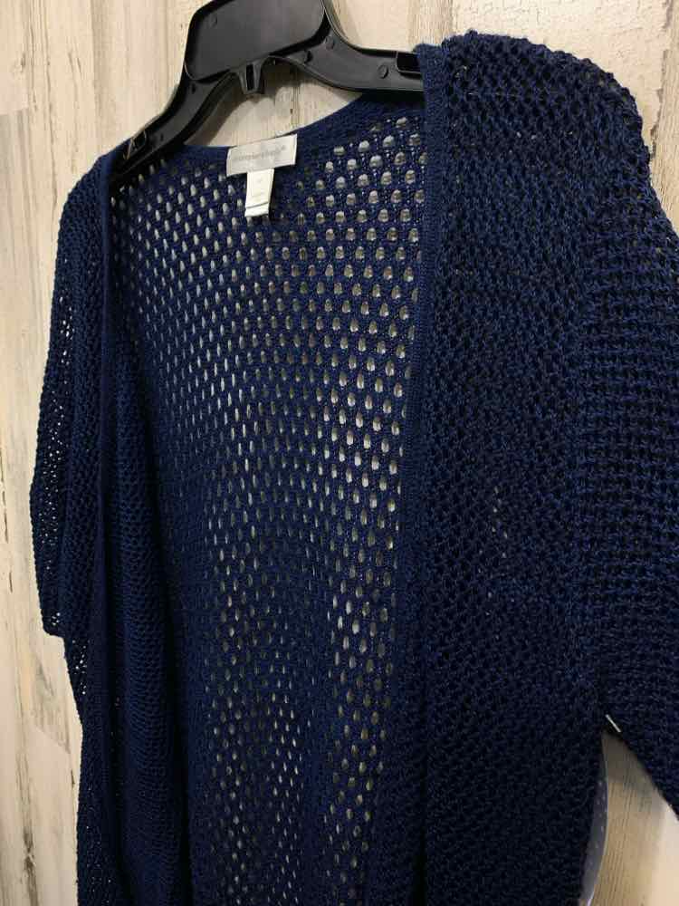 PRE-OWNED CHRISTOPHER & BANKS Size M Tops NAVY BLUE OPEN FRONT KNIT Cardigan