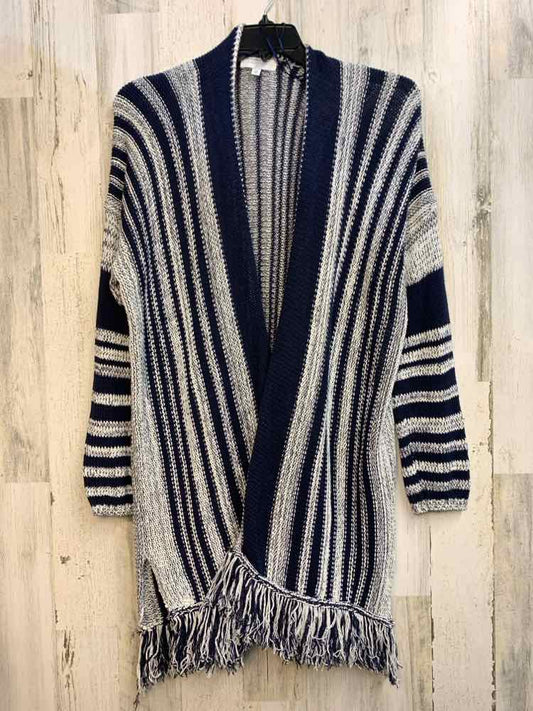 PRE-OWNED NEW DIRECTION PLUS SIZES Size 1X BLUE/WHT Stripe LONG SLEEVES Cardigan