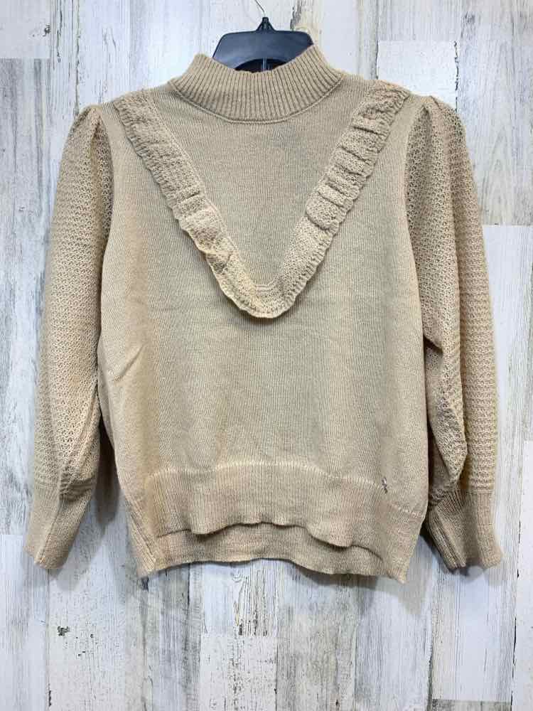 NWT ADRIENNE VITTADINI Tops Size XL Tan RUFFLES HIGH NECK Sweater/TAN HIGH NECK