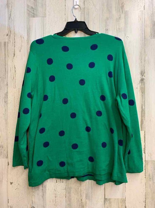 NWT QUAKER FACTORY PLUS SIZES Size 3X GRN/BLU Polka Dot CARDIGAN Sweater