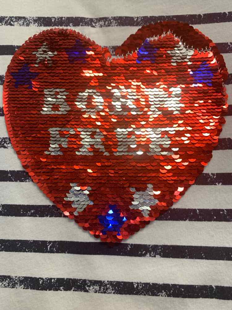 PRE-OWNED LIBERTY PARK Tops Size L WHITE/BLUE/RED SEQUINED SHORT SLEEVES Shirt/S