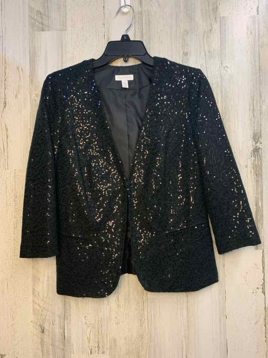 CHARTER CLUB Tops Size 6 Black Sequined JACKET Jacket