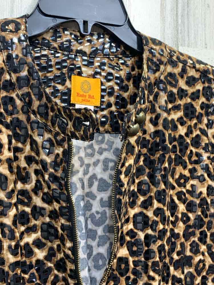 PRE-OWNED RUBY RD JACKETS / COATS Size 6P BROWN/BLACK CHEETAH JACKET Jacket/SPAR