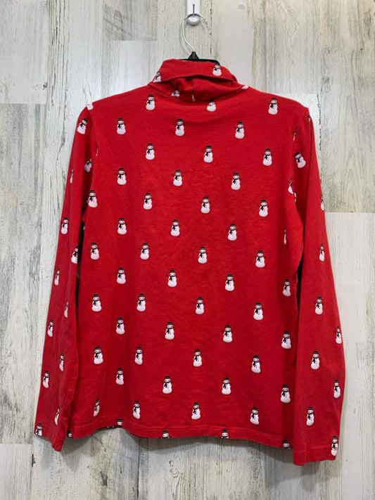 JONES NEW YORK Tops Size L RED/WHT SNOWMAN TURTLENECK Turtleneck
