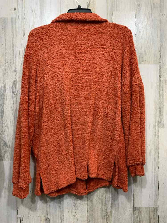 PRE-OWNED LOVELY MELODY Size M TERRACOTTA LONG SLEEVE KNIT BUTTON UP SWEATER