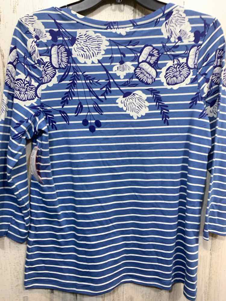 NWT STYLE & CO Tops Size PL LGT BLU/BLU/WHT STRIPE/FLORAL 3/4 SLEEVE Blouse