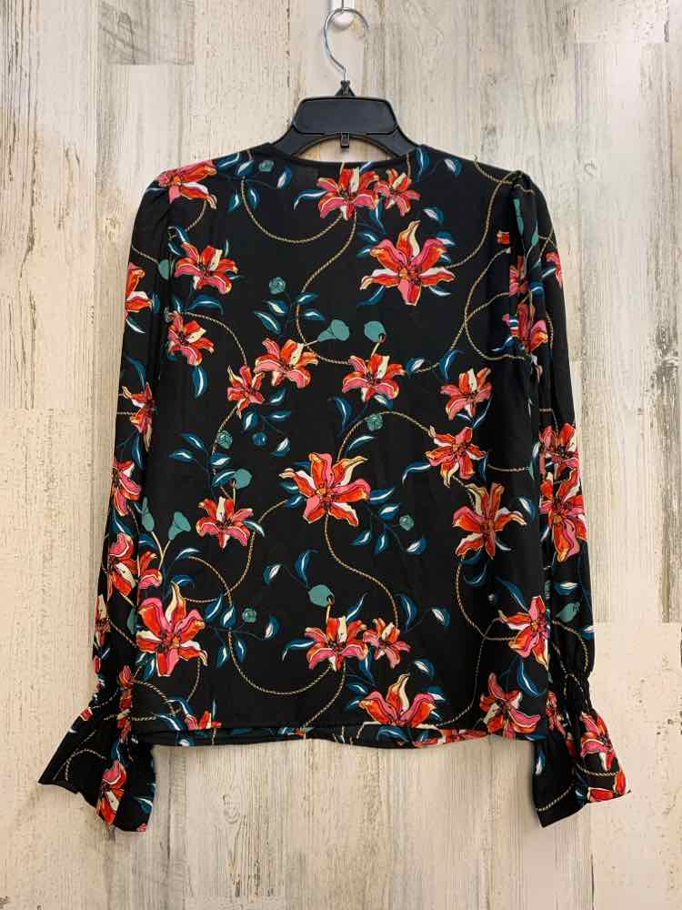 NWT INC Tops Size S BLK/RED/PINK/GRN Floral LONG SLEEVES TOP