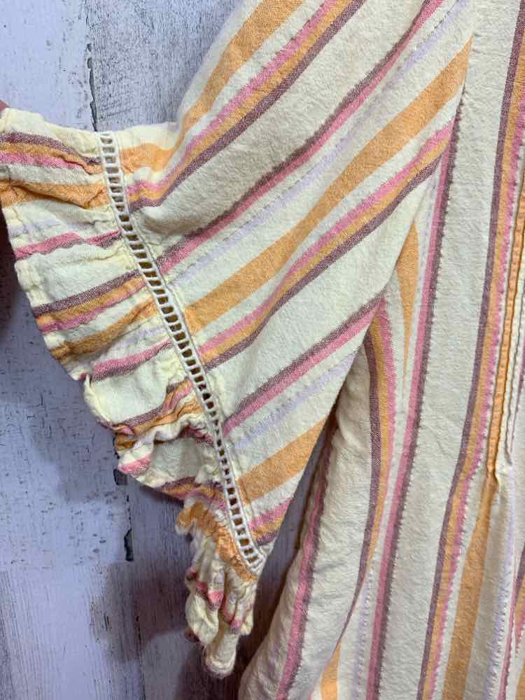 PRE-OWNED LAUREN CONRAD Tops Size XXL YLOW/ORNG/CORAL Stripe Blouse