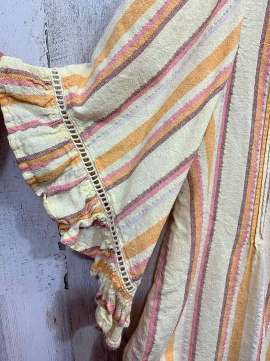 PRE-OWNED LAUREN CONRAD Tops Size XXL YLOW/ORNG/CORAL Stripe Blouse