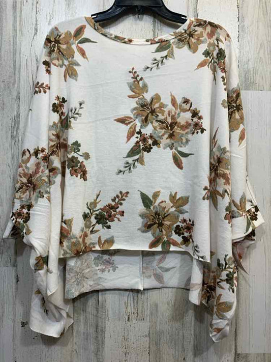 NWT BLUE B Tops Size L CRM/BGE/BRN Floral BAT SLEEVES TOP