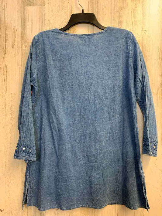 PRE-OWNED RIVIERA SUN Tops Size L Blue LONG SLEEVES TOP