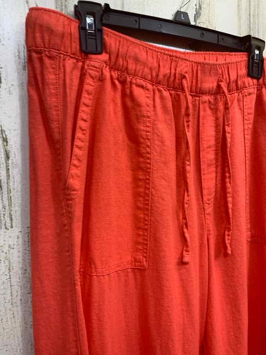 PRE-OWNED Size L GAP/WIDE-LEG DRAWSTRING WAIST LINEN PANTS W/ FRONT PATCH POCKET