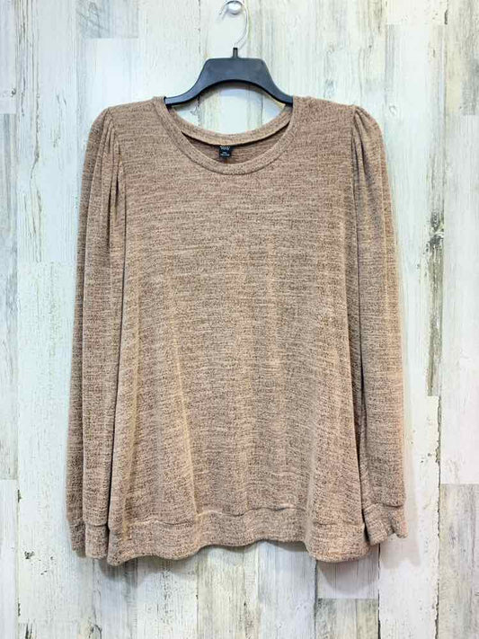 PRE-OWNED EMERY ROSE PLUS SIZES Size 3XL BRN/TAN LONG SLEEVES TOP