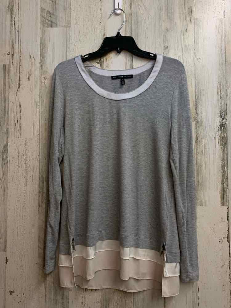 WHITE/BLACK MARKET Tops Size M GRAY/WHT/CRM LONG SLEEVES TOP