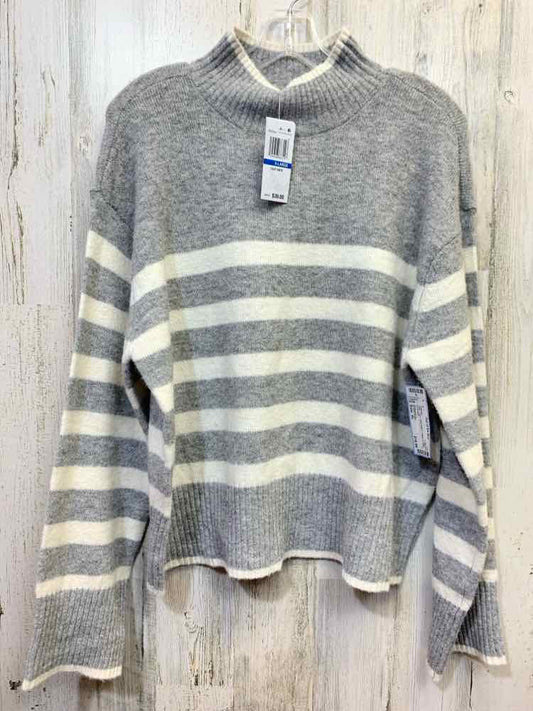 NWT ULTRA FLIRT Tops Size XL GRAY/WHT Stripe LONG SLEEVES Sweater