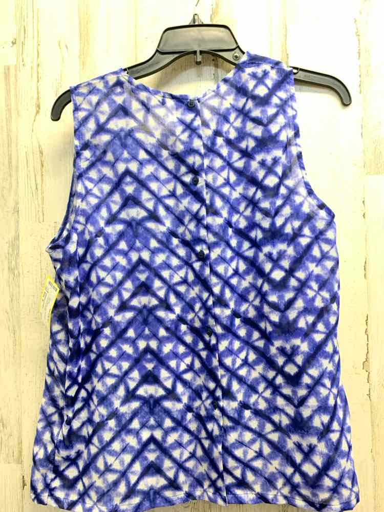 PRE-OWNED BANANA REPUBLIC Tops Size M BLUE/WHT CHEVRON SHEER Blouse