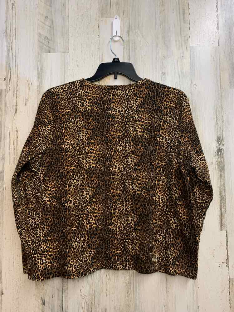 PRE-OWNED JONES NEW YORK PLUS SIZES Size 2X BRN/TAN CHEETAH PRINT TOP/CHEETAH