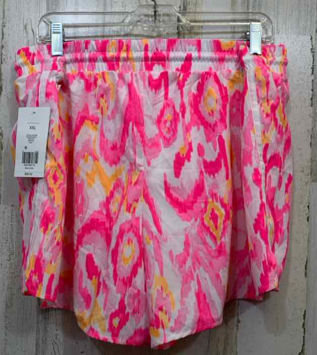 NWT Size XXL CROWN & IVY BOTTOMS PINK/WHT/ORG ACTIVEWEAR Shorts/DRAWSTRING