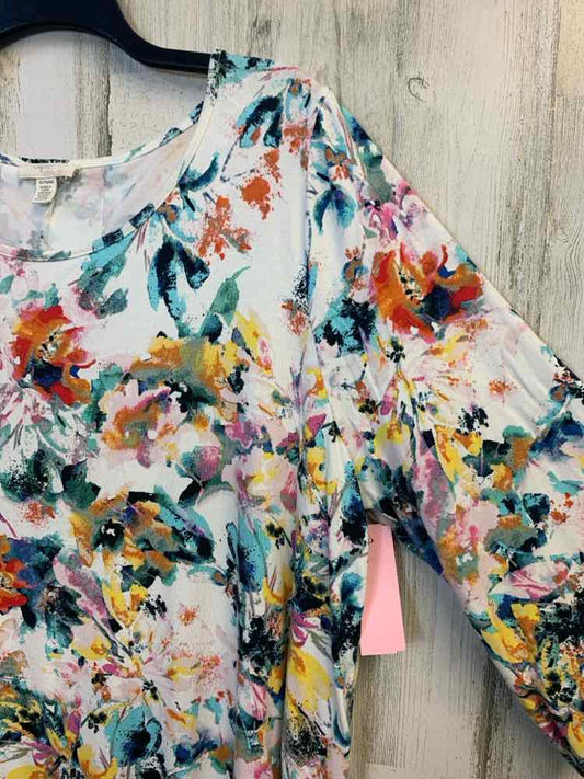 PRE-OWNED CUPIO Tops Size XL WHT/MULTI Floral 3/4 SLEEVE TOP