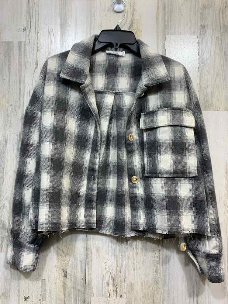 PRE-OWNED MOD REF/CROPPED LONG SLEEVE BRUSHED BUTTON FRONT SHACKET
