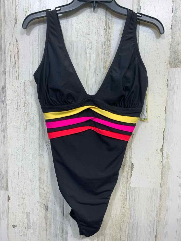 PRE-OWNED LONGITUDE Dresses and Skirts Size 12 BLK/PNK/YLW/RED Swimsuit/V CUT OU