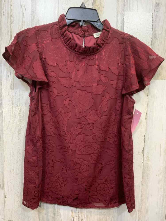 PRE-OWNED INDIGO SOUL Tops Size S WINE ROSE HIGH NECK Blouse/WINE FLORAL SHORT S