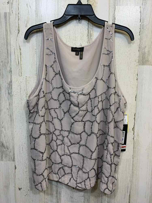 NWT DONNA KARAN Tops Size XL Gray NET SCOOP NECK /SEQUIN DETAIL TANK STYLE