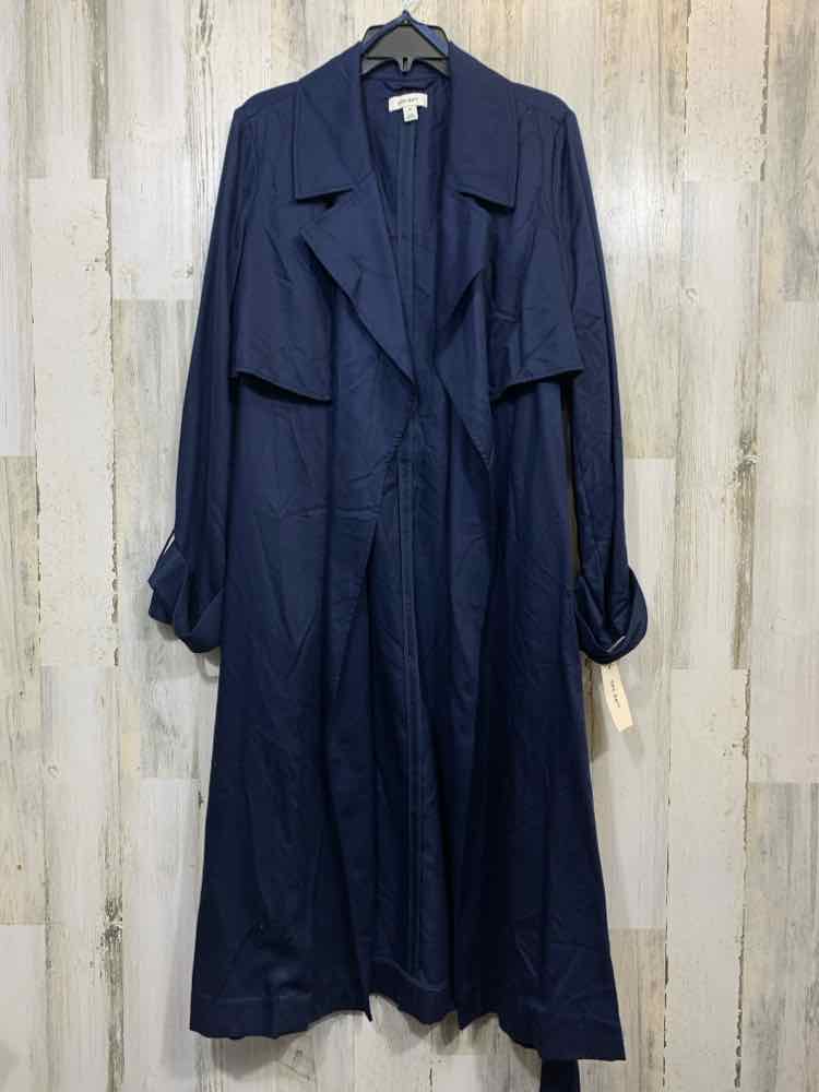 NWT ON 34TH Size M JACKETS / COATS Navy LONG SLEEVES FLAP TRENCH COAT