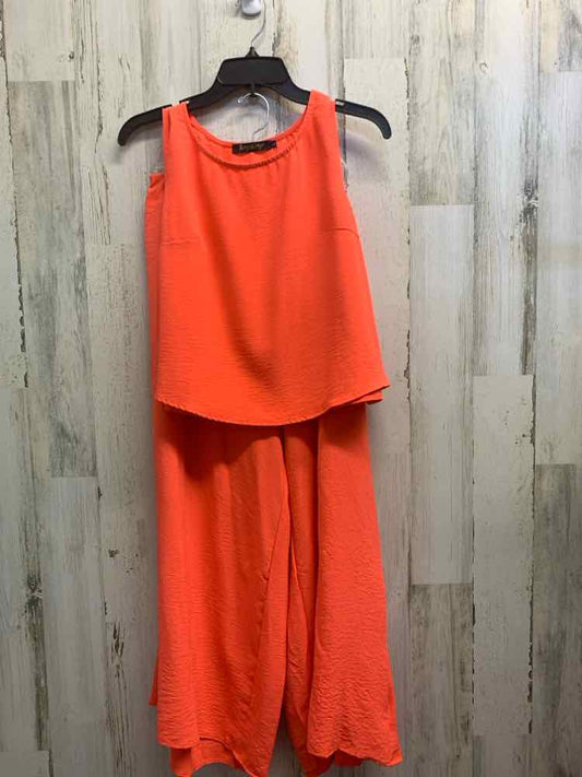 PRE-OWNED ROYLAMP Dresses and Skirts Size L HOT ORANGE SLEEVELESS 2 PC Dress