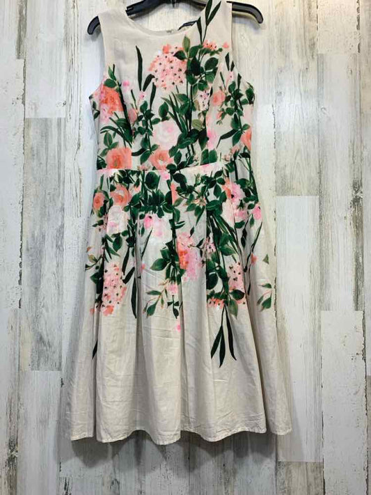 PRE-OWNED TOMMY HILFIGER Dresses and Skirts Size 8 BIEGE/GREEN/PINK A-LINE Dress